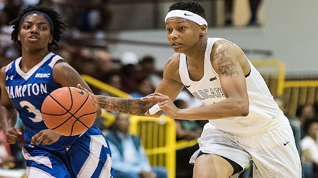 Ashanti Hunt leading the fast break during a home game last season.
