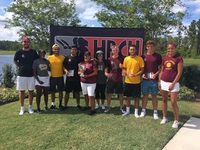 B-CU Men's Tennis team celebrates victory. Photo credit: B-CU Athletics